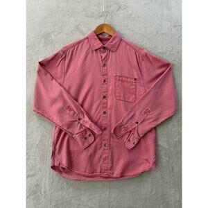 Tommy Bahama Men's Large Pink Cotton Tencel Blend Long Sleeve Button Up Shirt